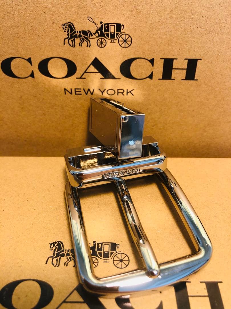 1/19日限定COACHコーチ新品正規品リバーシブルレザーベルト回転バックル2個