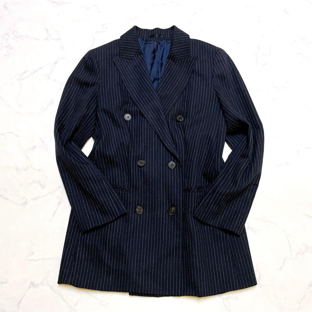 美品 バーバリーロンドン 絹 シルク パンツスーツ ストライプ ウール 40 L