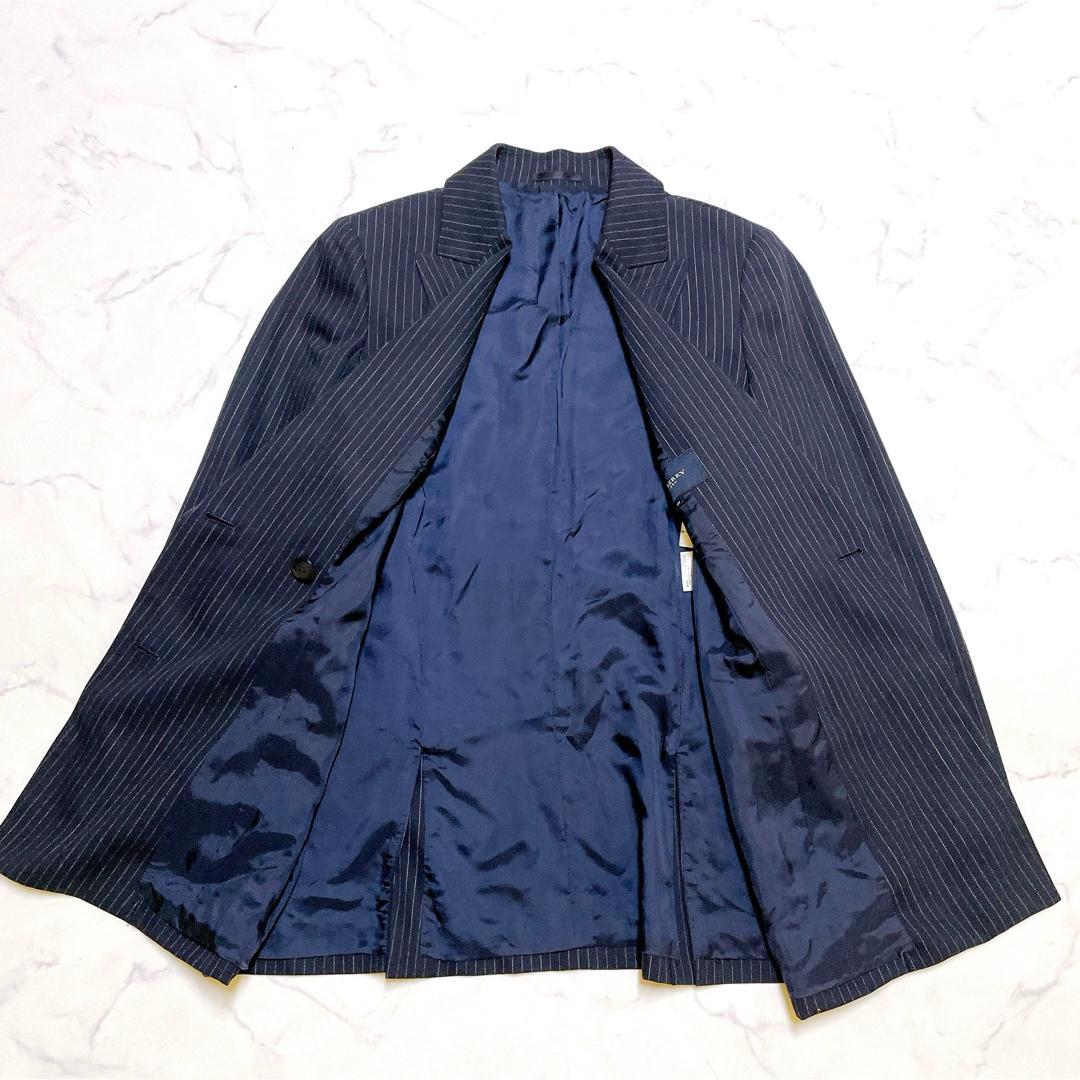 美品 バーバリーロンドン 絹 シルク パンツスーツ ストライプ ウール 40 L