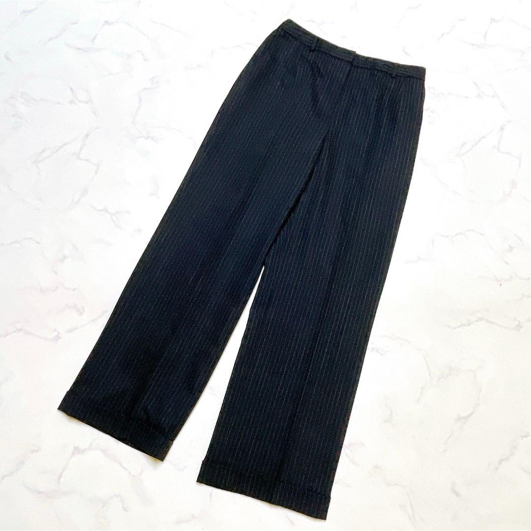 美品 バーバリーロンドン 絹 シルク パンツスーツ ストライプ ウール 40 L