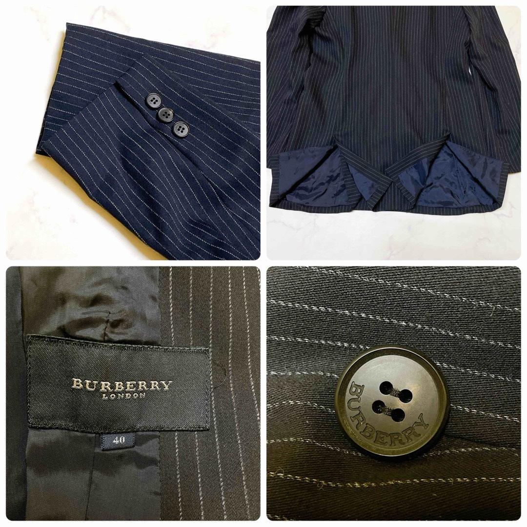 美品 バーバリーロンドン 絹 シルク パンツスーツ ストライプ ウール 40 L