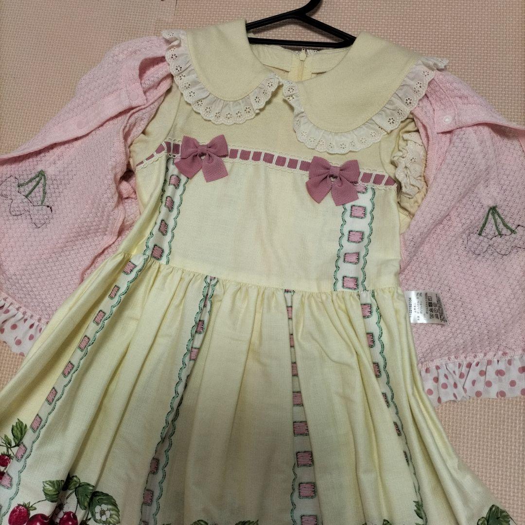 シャーリーテンプル　チェリーバスケットワンピース＆カーディガン