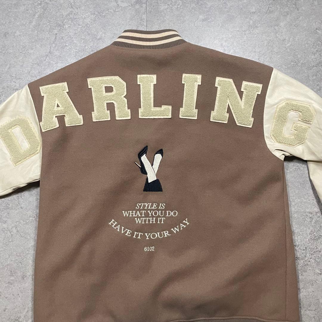 【F】ダーリッチ Darich スタジャン ブラウン×アイボリー 合皮袖 中綿入