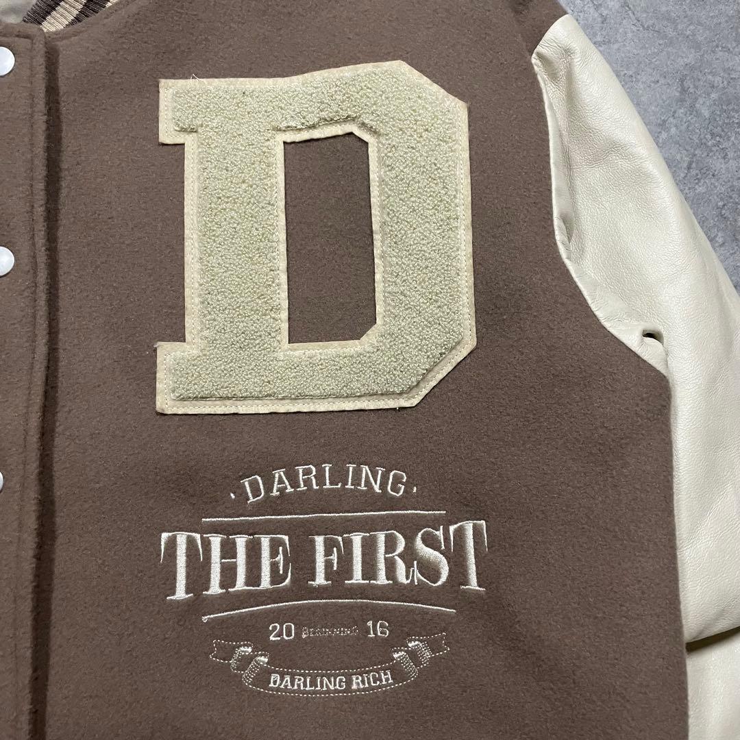 【F】ダーリッチ Darich スタジャン ブラウン×アイボリー 合皮袖 中綿入