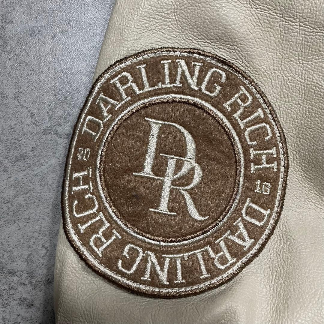 【F】ダーリッチ Darich スタジャン ブラウン×アイボリー 合皮袖 中綿入