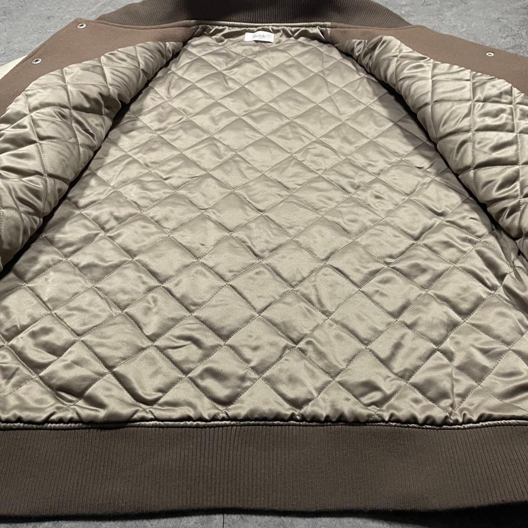 【F】ダーリッチ Darich スタジャン ブラウン×アイボリー 合皮袖 中綿入