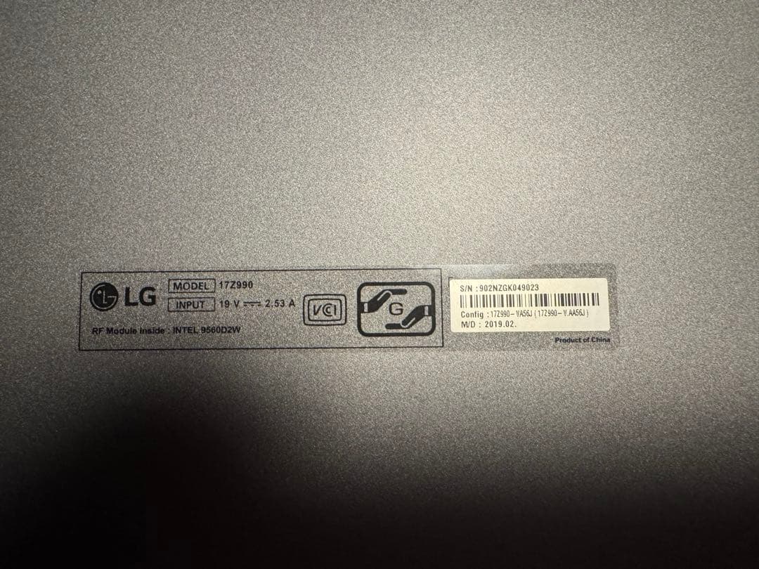 Windowsノート本体 LG gram 17Z990-VA56J