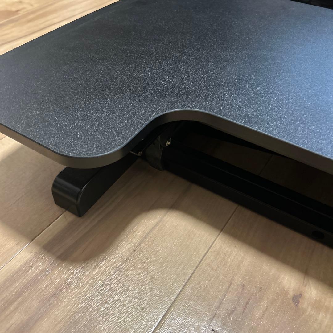 スタンディングデスク　黒 L字型 モニター台 木製穴あり