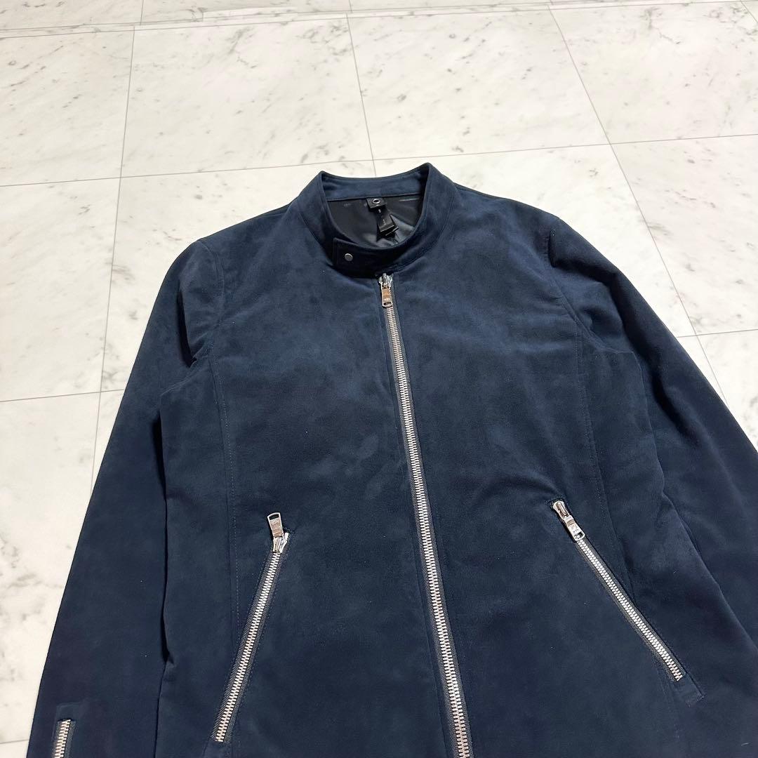 美品 wjk シングルライダースジャケット スエード ネイビー L