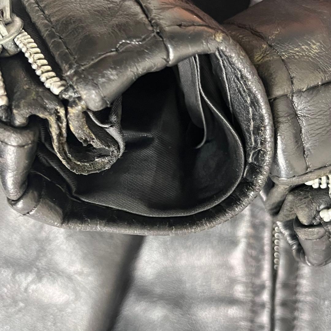 【米国製】schott シングルライダース 34size 黒 カウハイド 641