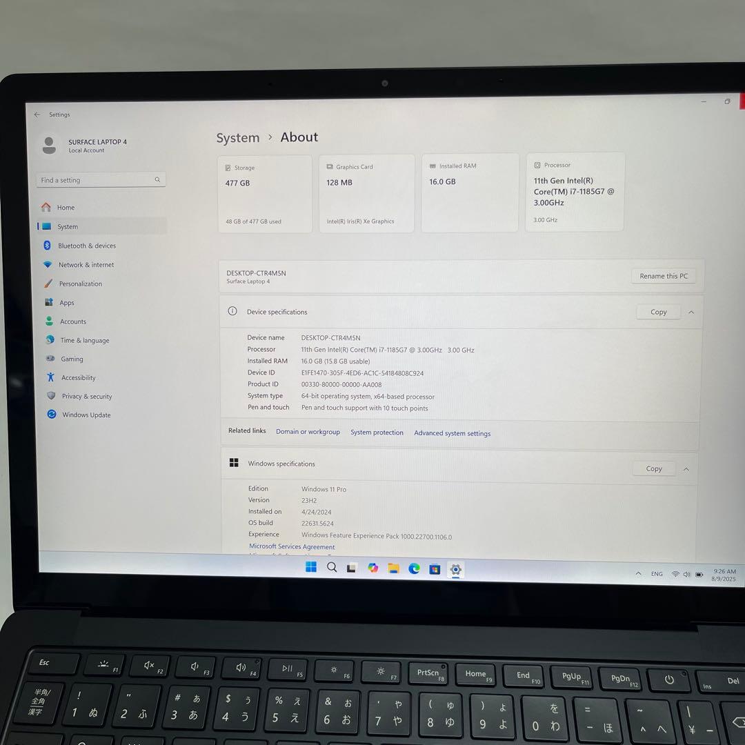 Surface Laptop 4 /i7/充電1回/Office2024