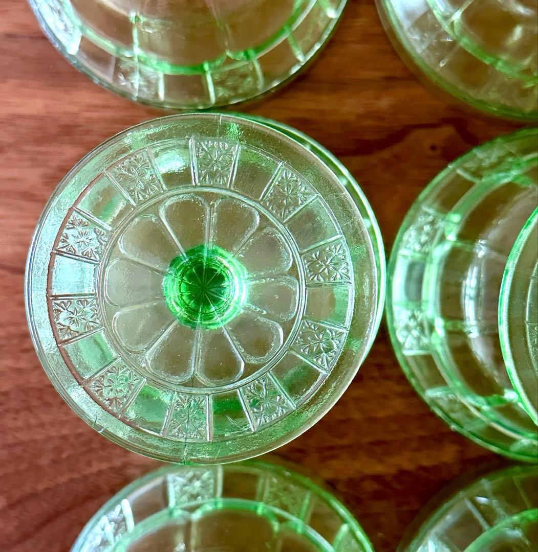 クリアランスDepression Glassディプレッションシャーベットグラス6