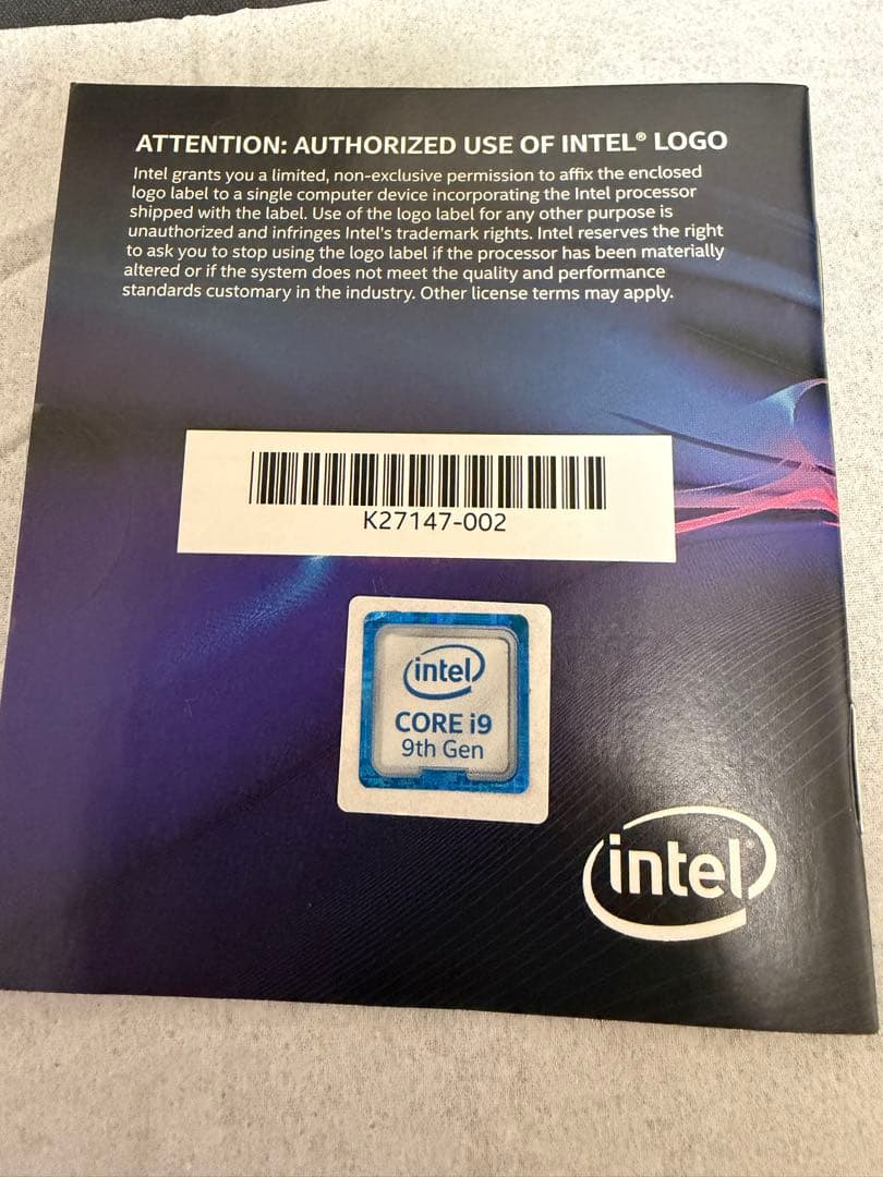 CPU Intel core i9 9900k