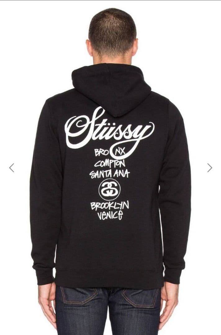 STUSSY XL ジップパーカー フードパーカー ワールドツアー