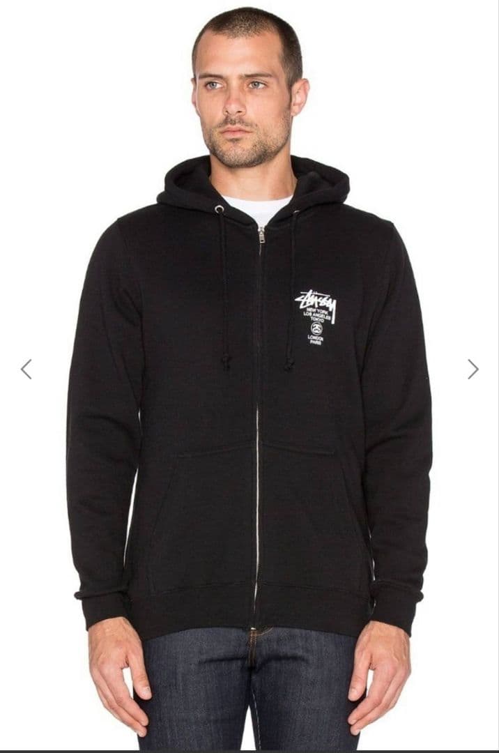 STUSSY XL ジップパーカー フードパーカー ワールドツアー