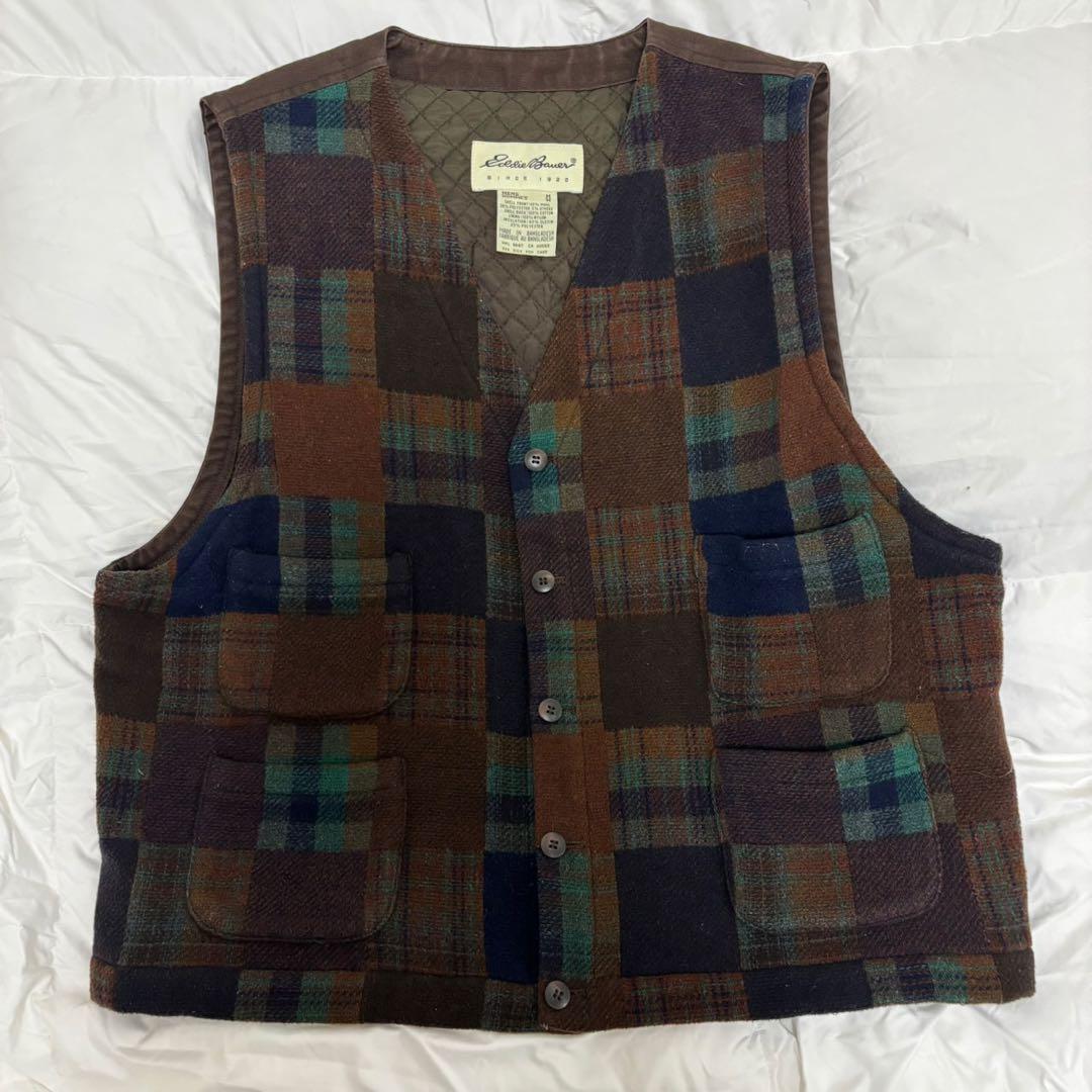 90s 00s Eddie bauerエディーバウアー 白タグ ベストOLD