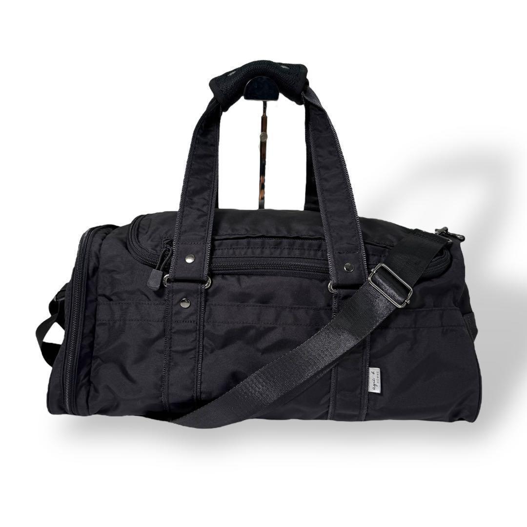 《美品》agnes b. VOYAGE 2way　ボストンバッグ　ナイロン　黒