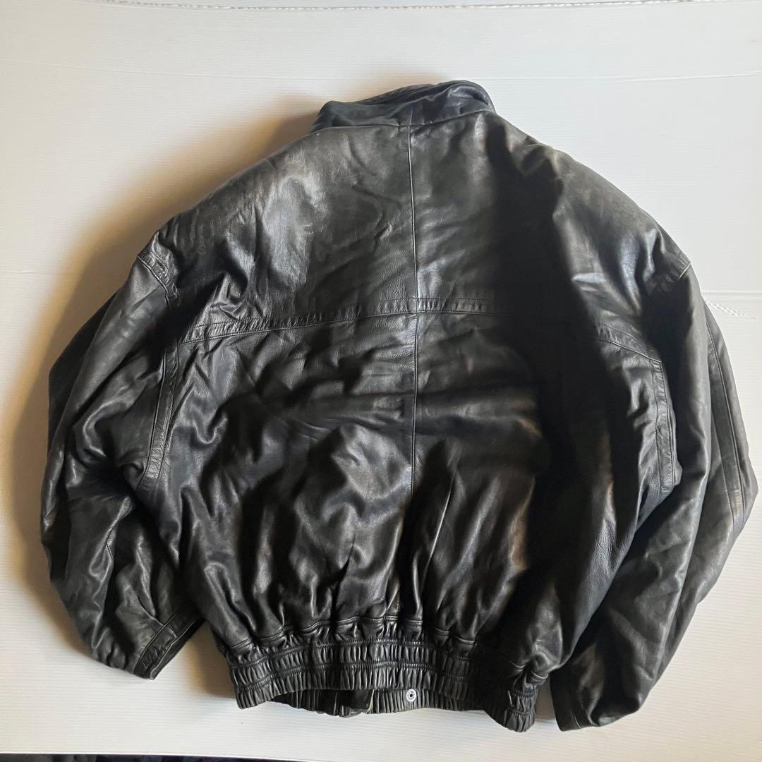80sフランスヴィンテージhippolyte柔らか本革レザーボンバージャケット