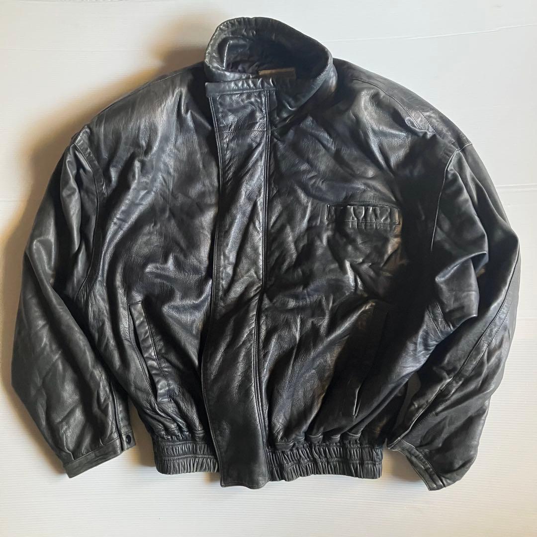 80sフランスヴィンテージhippolyte柔らか本革レザーボンバージャケット