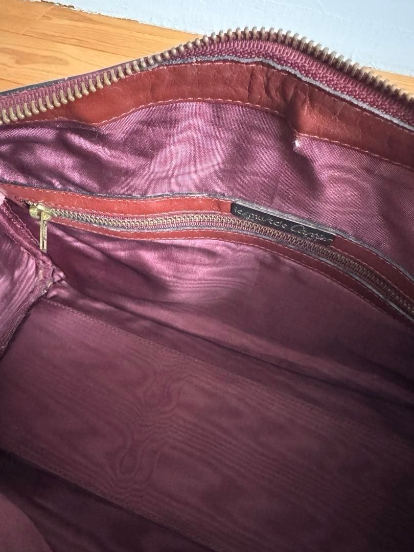 カルティエ　レザーボストンバッグ　ボルドー