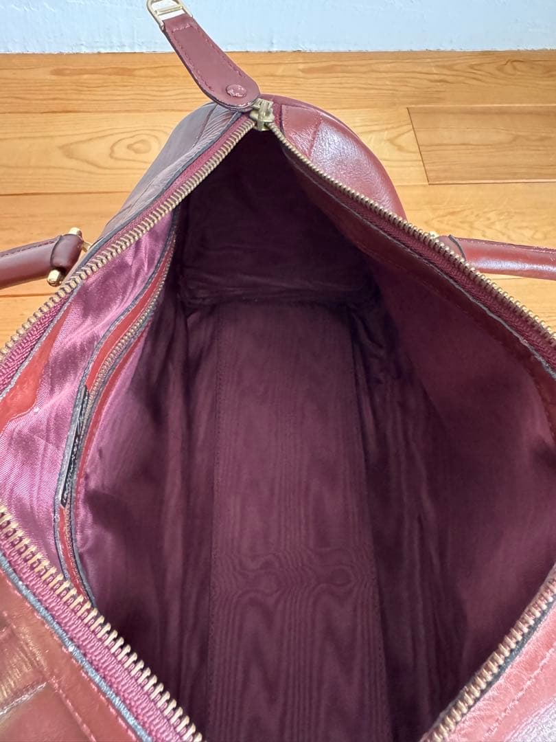 カルティエ　レザーボストンバッグ　ボルドー