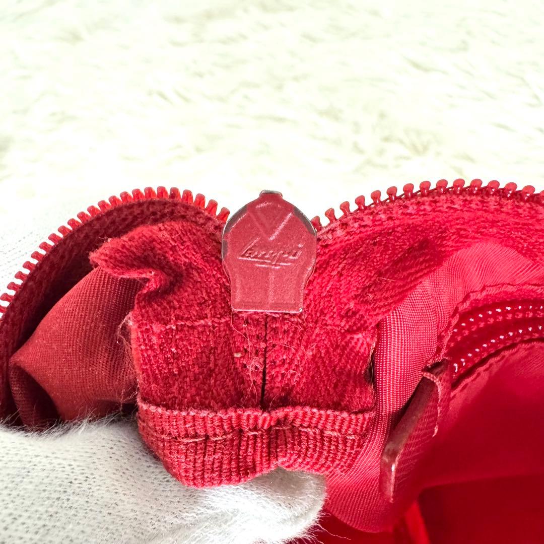 プラダ コスメポーチ サフィアーノ 化粧ポーチ 三角ロゴ ナイロン レザー 赤