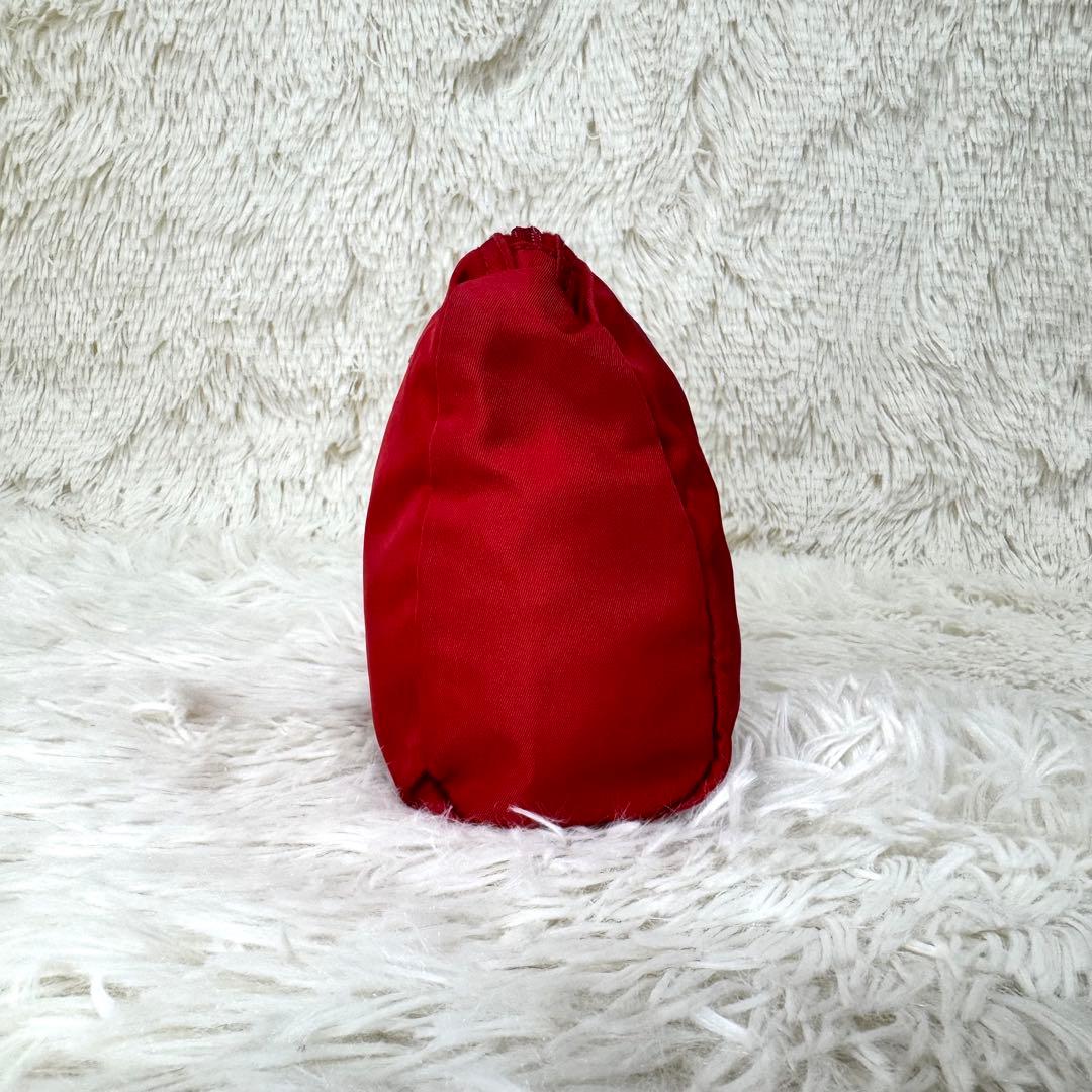 プラダ コスメポーチ サフィアーノ 化粧ポーチ 三角ロゴ ナイロン レザー 赤