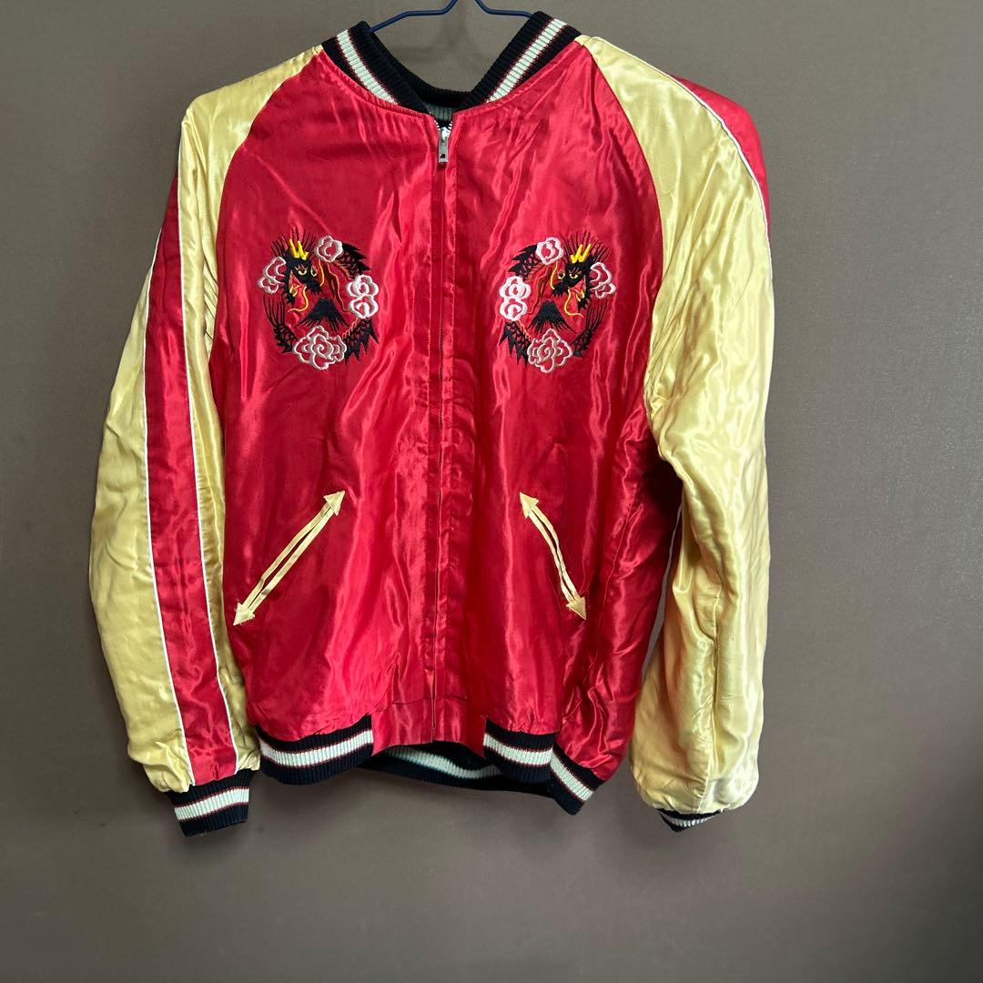 テーラー東洋　リバーシブルスカジャン 黒/赤 刺繍デザイン