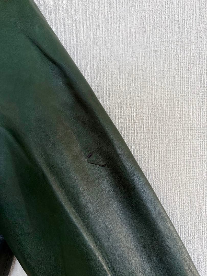 超スペシャル ポニー無 90s ラルフローレン レザー ジャケット L グリーン