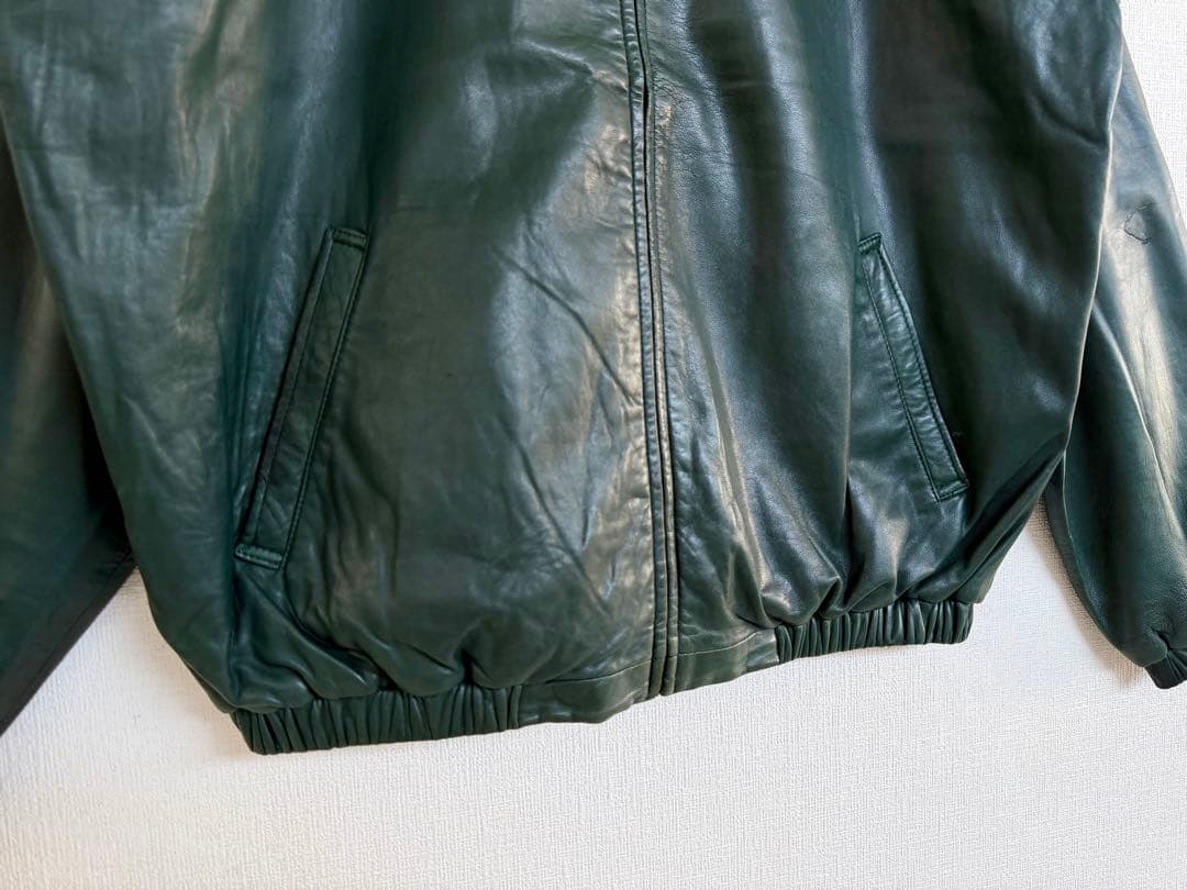 超スペシャル ポニー無 90s ラルフローレン レザー ジャケット L グリーン