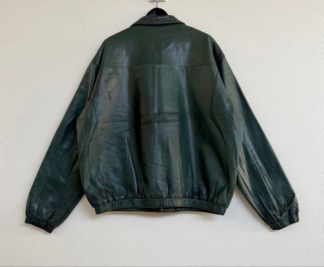 超スペシャル ポニー無 90s ラルフローレン レザー ジャケット L グリーン