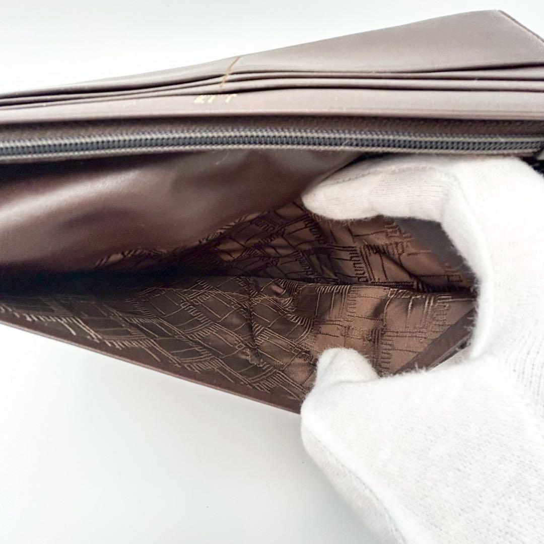 【超美品】dunhill ダンヒル 長財布 二つ折り 小銭入れレザー 茶色