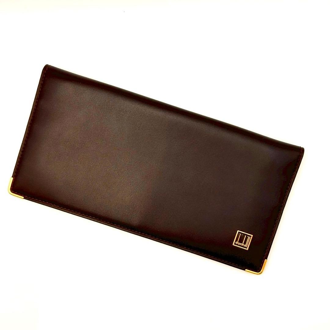 【超美品】dunhill ダンヒル 長財布 二つ折り 小銭入れレザー 茶色