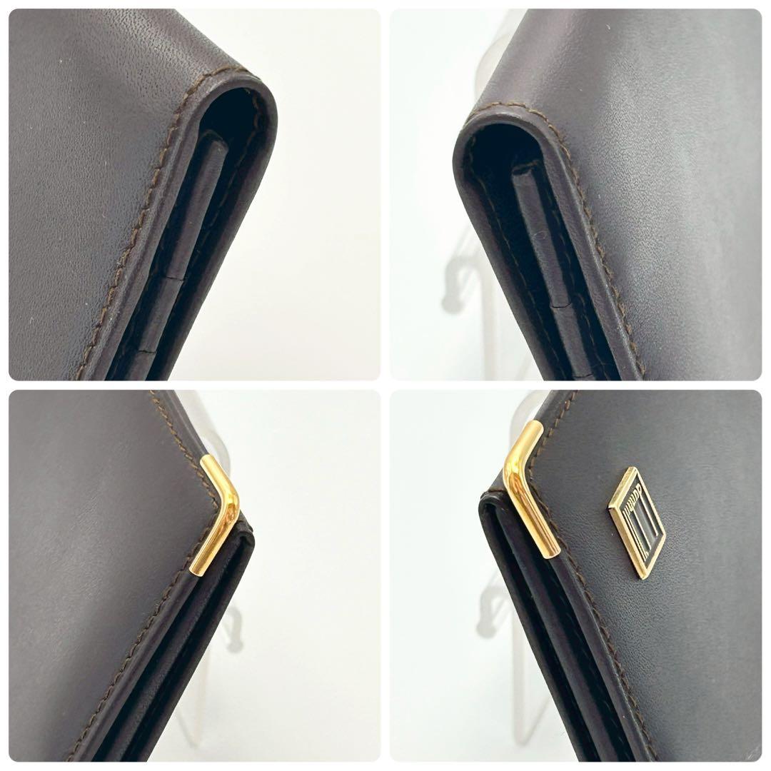【超美品】dunhill ダンヒル 長財布 二つ折り 小銭入れレザー 茶色