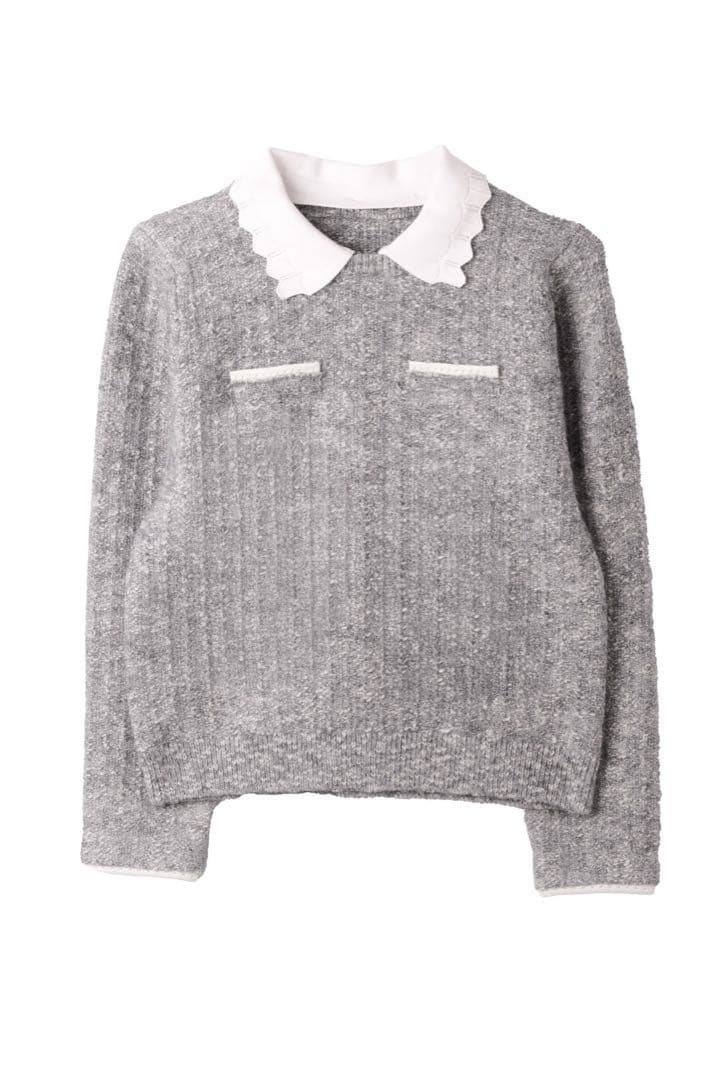 トップス herlipto Petal-Edge Collar Knit Top