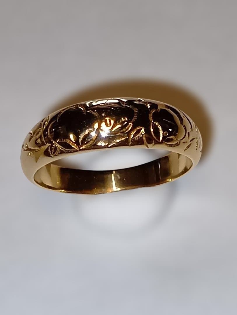 18金 K18 和柄 梅 デザインリング 男女 5.46g 17号