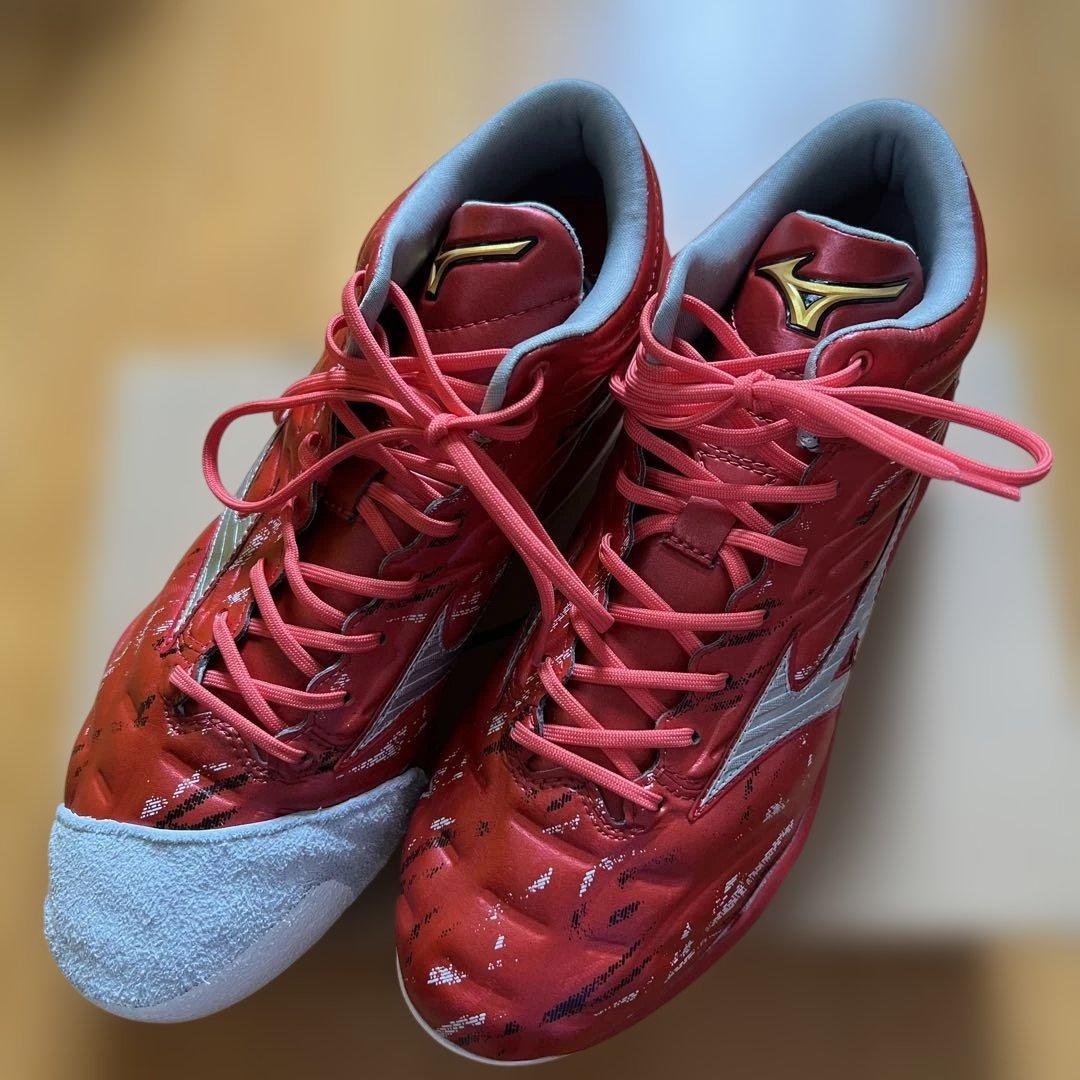 26cm ミズノプロ クッションレボプロ ミッド レッド 野球 スパイク 金属歯