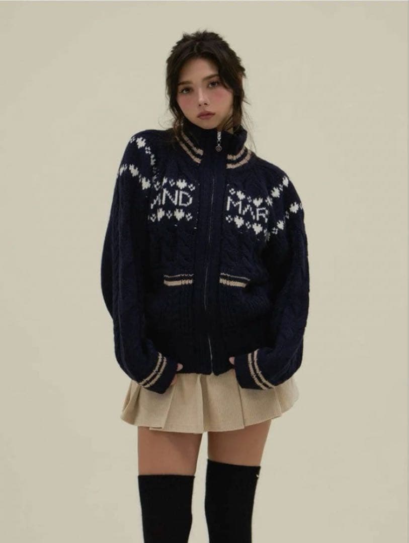 正規品 andmary Mary knit cowichan NAVY