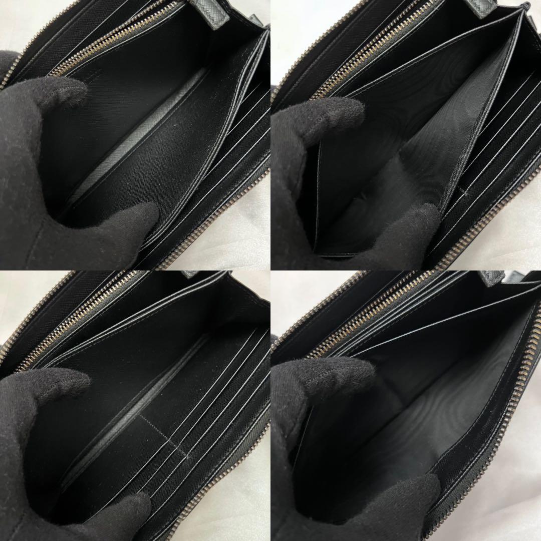 ◇箱付き極美品◇プラダ　サフィアーノレザー長財布　ロゴ金具　ブラック