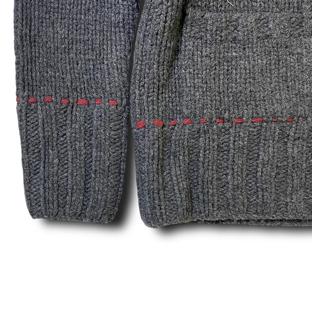 L 定価6600円 TMT カウチンニット カーディガン ニットブルゾン 黒