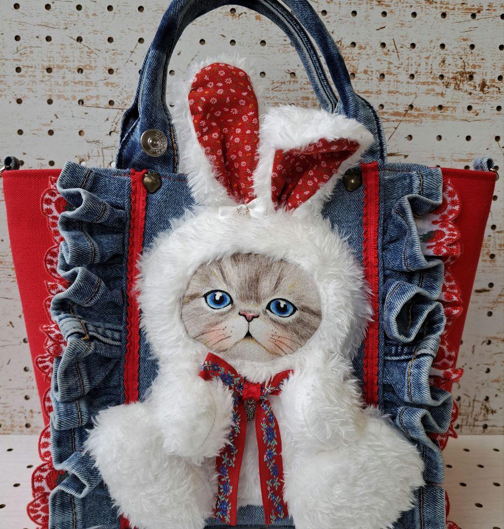 ♡*♡様 コヤンイサムチョン　ルミ　デニムリメイクフリルトートバッグ