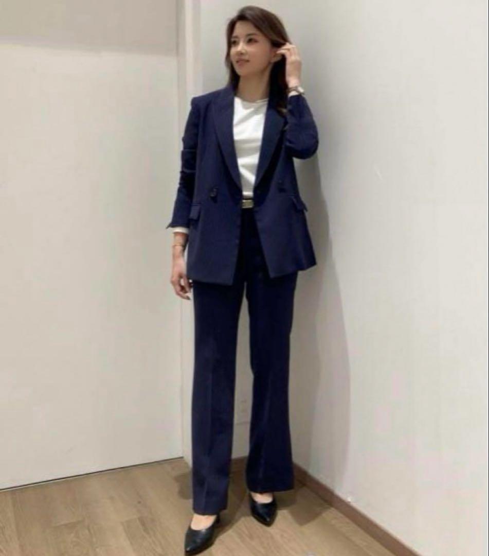 PLST トリアセブレンド　パンツスーツ　ネイビー