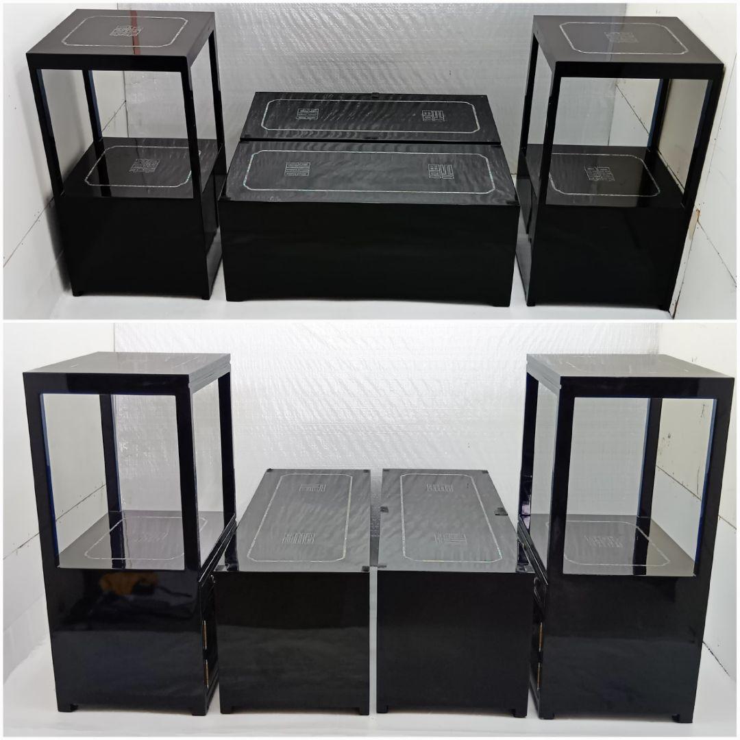 韓国民芸家具 高級 螺鈿細工 黒漆塗り 豪華収 サイドボード+飾り棚 4点セット