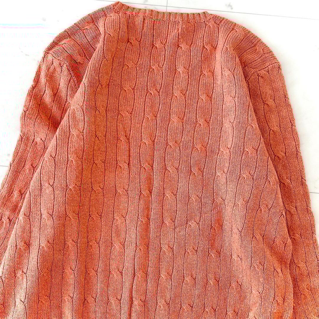 美品 ポロ ラルフローレン LL シルク100% クルーネック ケーブルニット