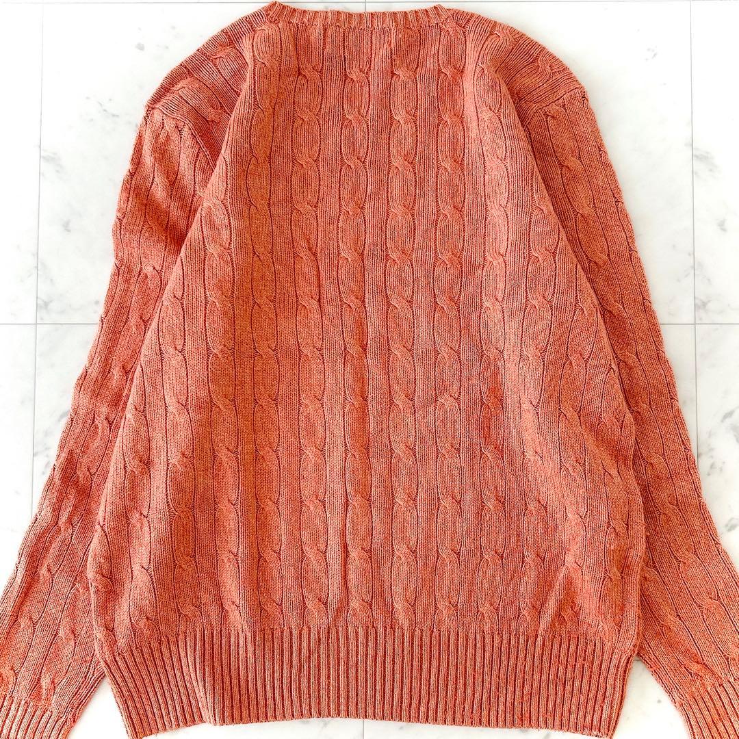美品 ポロ ラルフローレン LL シルク100% クルーネック ケーブルニット