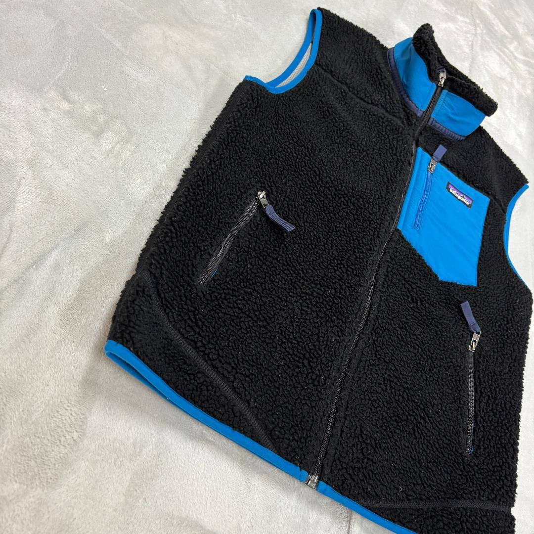 美品 パタゴニア クラシックレトロXベスト サイズS メンズ ブラック×ブルー