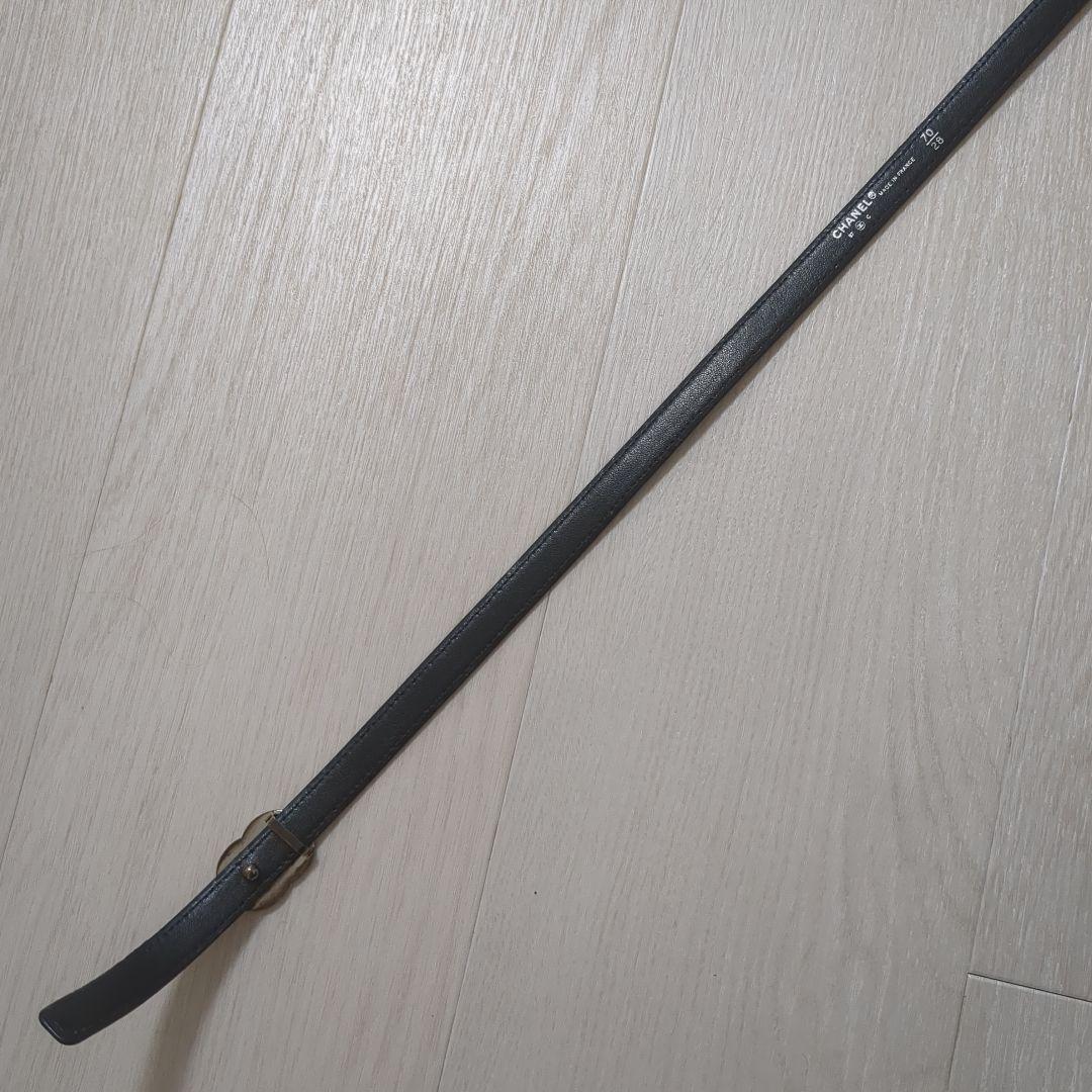 シャネル　CHANEL ココマーク　レザーベルト　ベルト　シルバー金具　ブラック