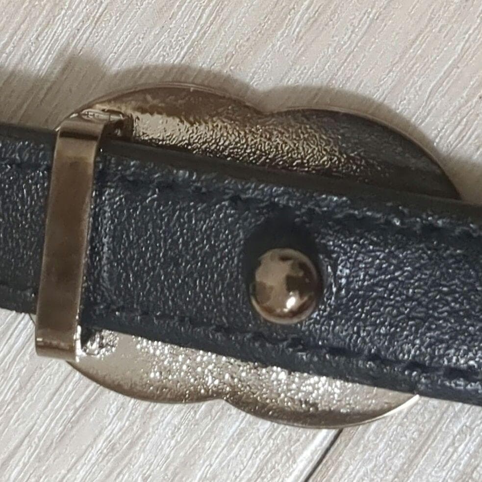 シャネル　CHANEL ココマーク　レザーベルト　ベルト　シルバー金具　ブラック