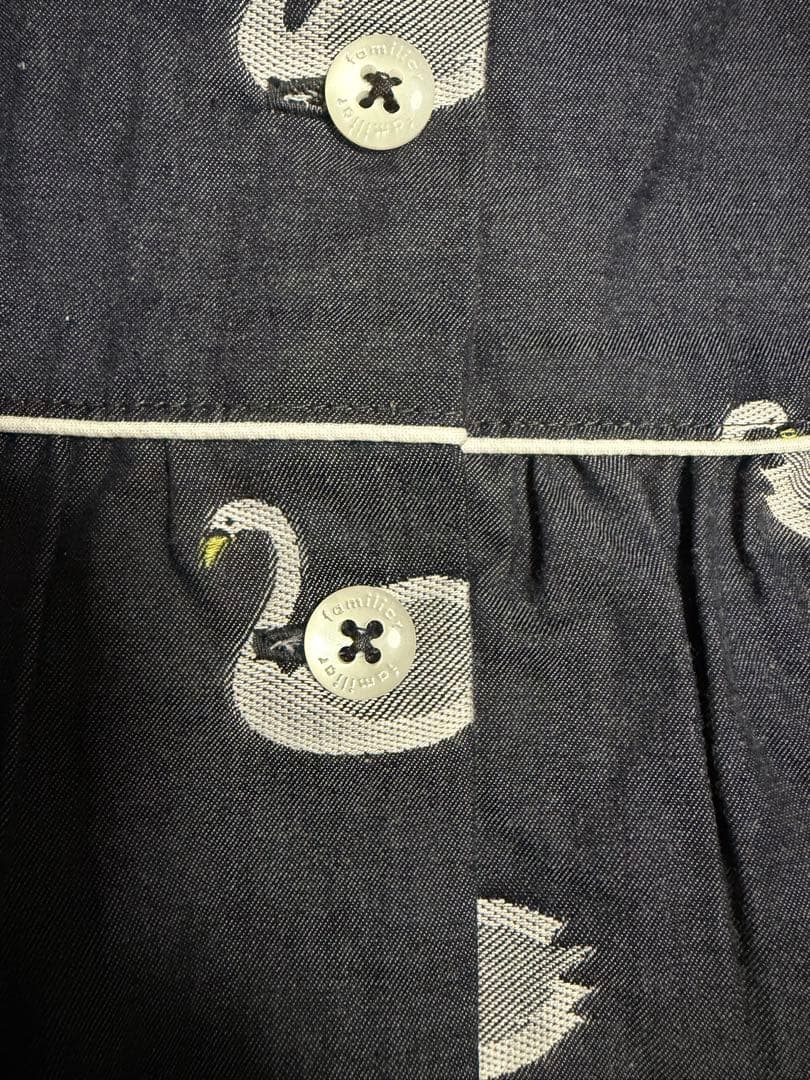 ファミリア♡スワン♡ワンピ♡80♡ネイビー♡デニム♡ダンガリー♡