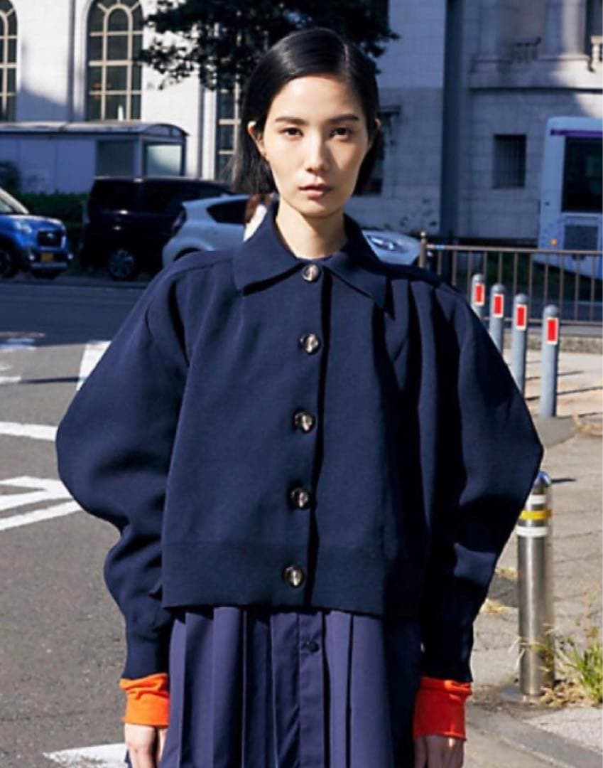 .*■様 ENFOLD タックカーディガン　ニットジャケット　38 ネイビー　2